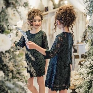 2Bunnies Lace Boho Dress Girls 10/12 – Sage Green NWT